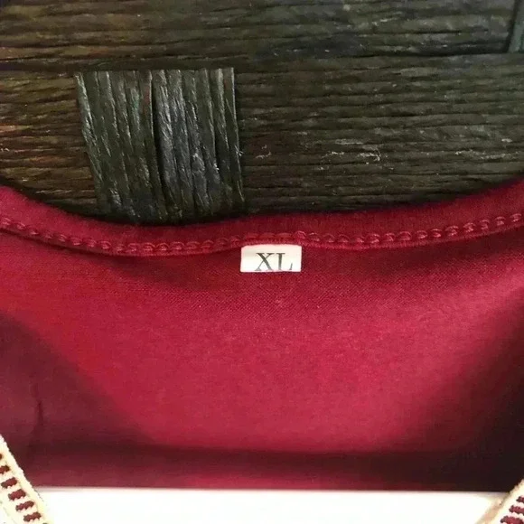 Red V-Neck Ruffled Dress - Picture 9 of 11